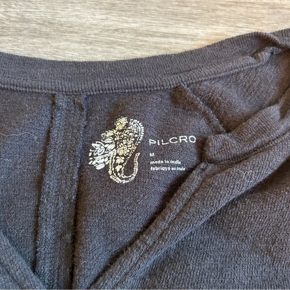 Pilcro by Anthropologie Black Layered Babydoll Blouse Top 100% Cotton Size M - Picture 3 of 5